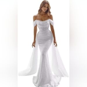 Elegant White Off-Shoulder Gown